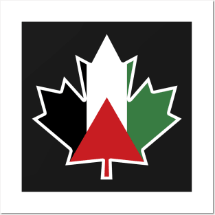 Palestine Canada Maple Leaf Designed with Palestinian Flag Posters and Art